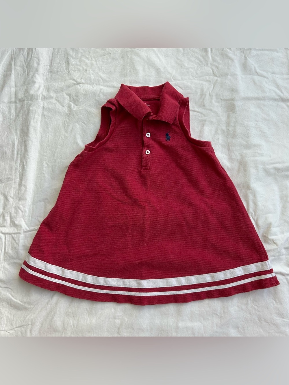 Ralph Lauren Girls' Red Retro Style Polo Cotton Dress Top -24 M